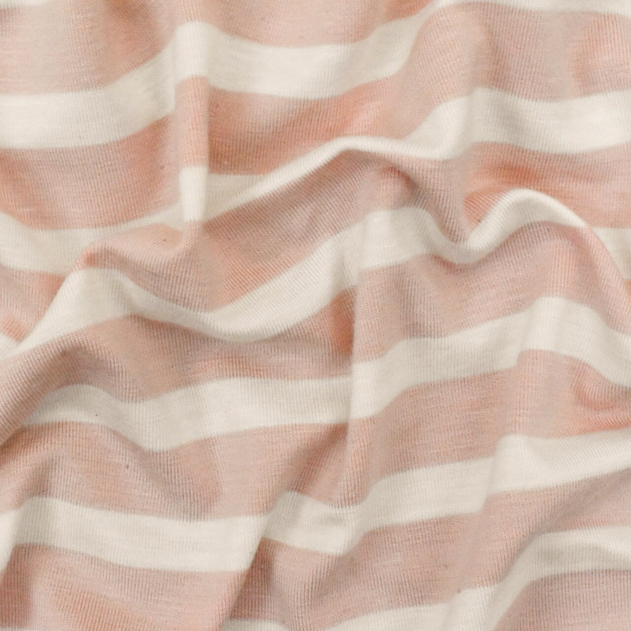 Baby Pink-Ivory Stripe Stretch Spandex Rayon Modal Jersey Knit Fabric By the Yard